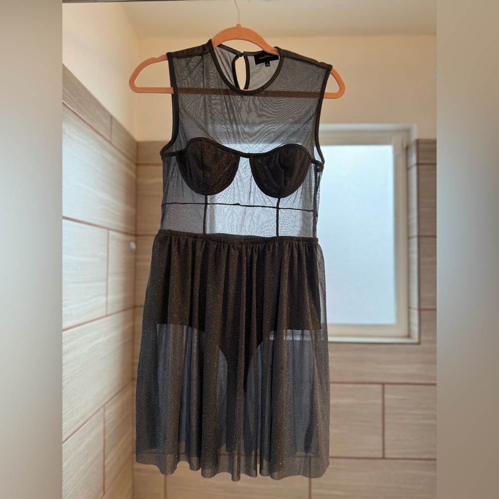 Majorelle - Sheer Sparkly Grey Dress - Size S - Picture 5 of 9